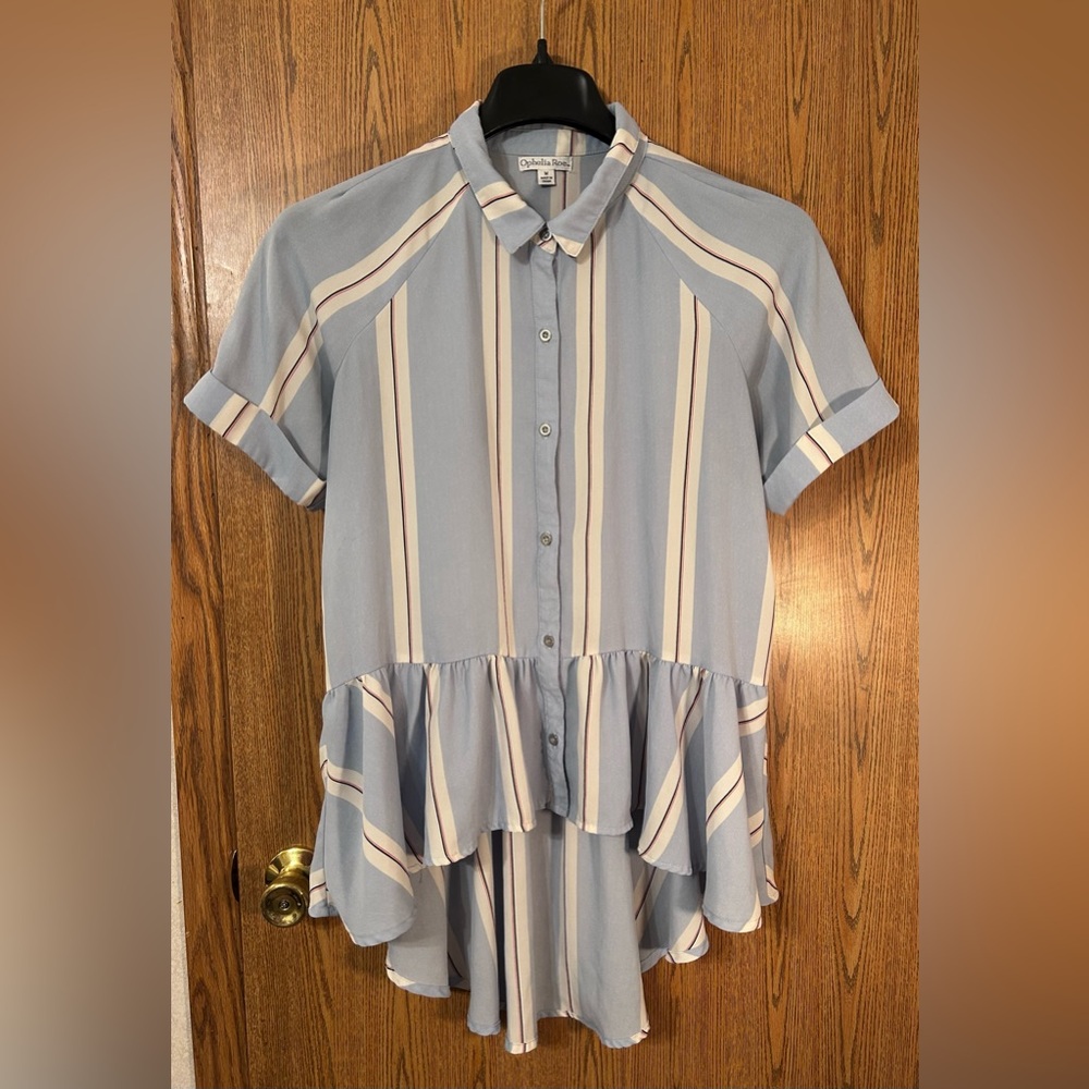 Ophelia Roe Striped High Low Hem Blouse